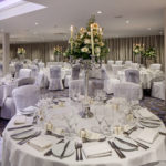 Angled view of the lakeside suite set for a wedding at mercure gloucester bowden hall hotel