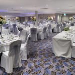 Angled view of the lakeside suite set for a wedding at mercure gloucester bowden hall hotel