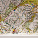 Close up of Cotswolds map artwork in reception area of Mercure Gloucester Bowden Hall Hotel